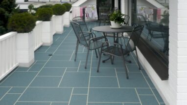 terrace floor tiles with liquid plastic