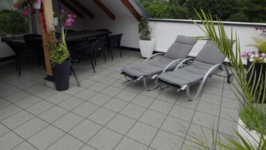 terrace floor tiles with liquid plastic
